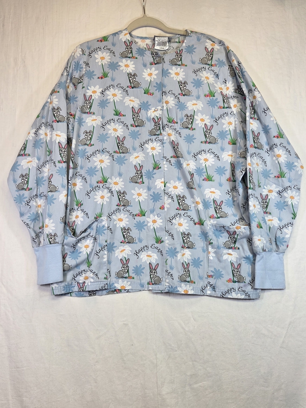 Uniform Advantage Happy Easter Bunny Scrub Jacket Women’s Large #0391